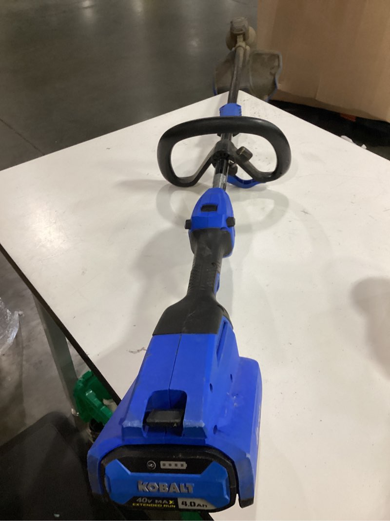 Condition photo showing As Is for kobalt gen4 40-volt 15-in straight shaft battery string trimmer 4.0 ah (battery included) (charger included)