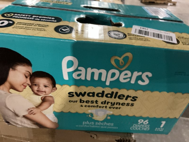 Condition photo showing Good Condition for Pampers Swaddlers Diapers, Size 1 (8-14 lbs), 96 Count, Absorbent, Keeps Baby Dry and Comfortable, Skin Safe Disposable Baby Diaper (Packaging May Vary) Size 1 96