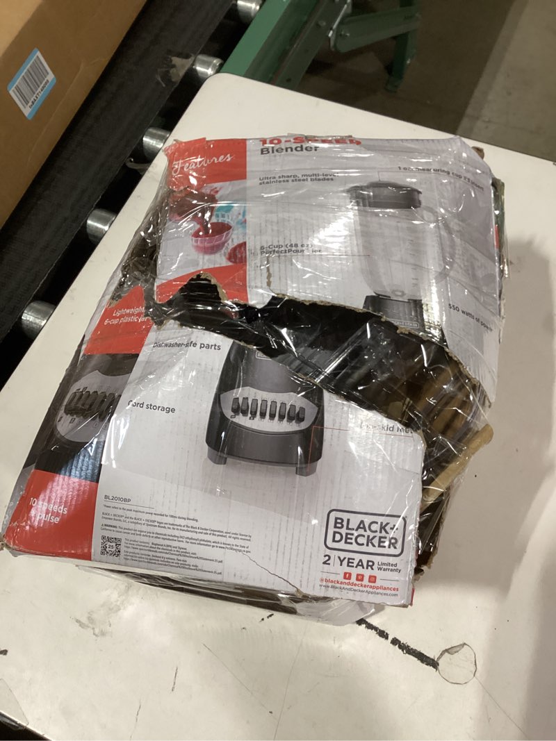 Condition photo showing As Is for BLACK+DECKER Crush Master Blender, 10-Speeds with Stainless Steel Blades, Black, BL2010BP