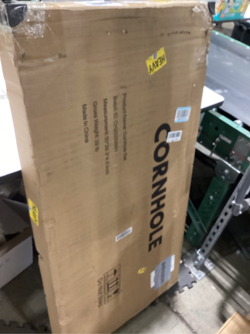 Condition photo showing Good Condition for cornhole set, regulation/tailgate size cornhole boards with 8 bean bags and carrying case, 4x2/3x2 corn hole outdoor game toss board for adults outside activities 4'x2' natural wood