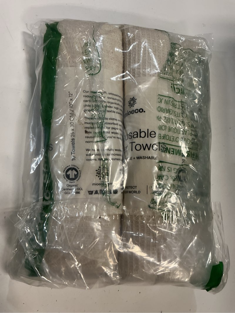 Condition photo showing Good Condition for mioeco 20 pack reusable kitchen paper towels washable - super absorbent natural paper towels - natural cotton - reusable, paperless kitchen dish cloths - 100% organic 20 pack white (12 x 10 inches)