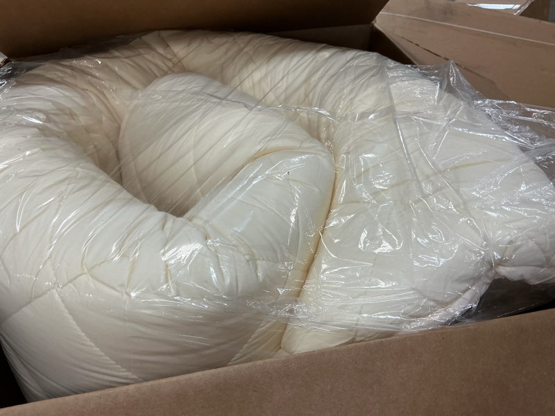 Condition photo showing As Is for fuli japanese futon, full xl size, white - foldable shikibuton floor bed - medium firm quilted cotton sleeping pad, portable roll-up japanese floor bed for guests & small spaces full xl (83"l x 55"w) standard