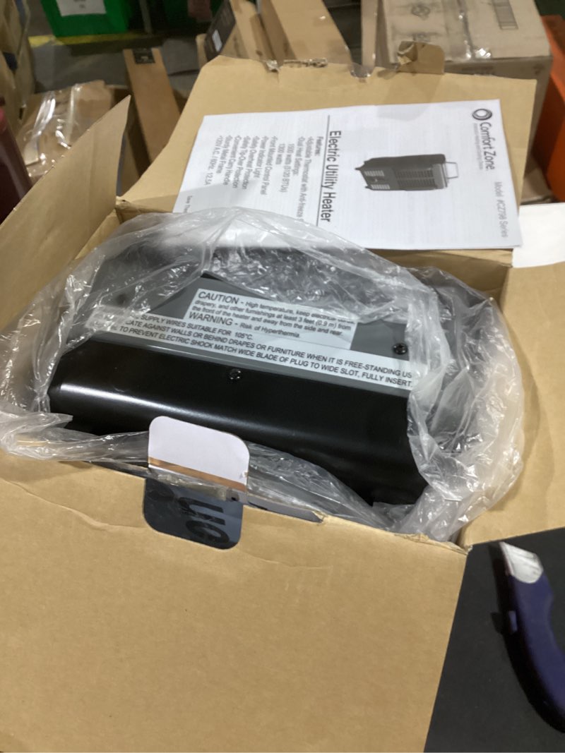 Condition photo showing Good Condition for Comfort Zone Electric Portable Milkhouse Style Utility Space Heater with Adjustable Thermostat, Overheat Protection, and Safety Tip-Over Switch, Ideal for Garage or Greenhouse, 1,500W, CZ798BK Black