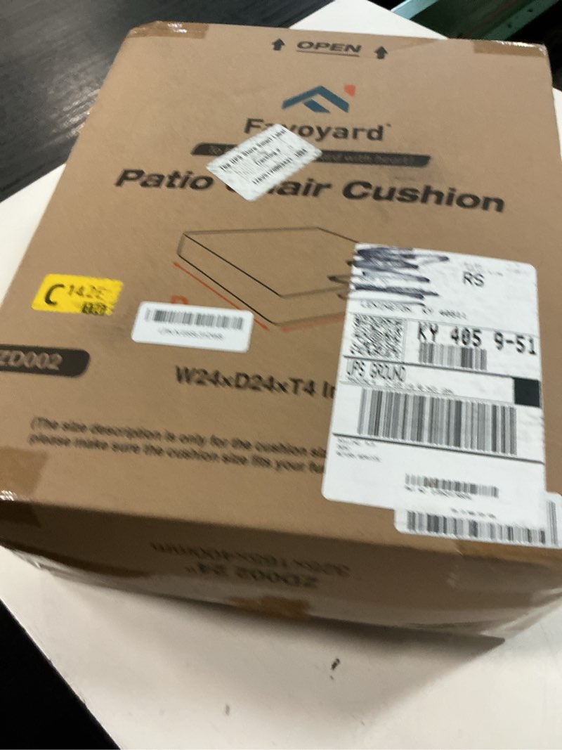 Condition photo showing New/Like New for favoyard patio chair cushions 24 x 24 x 4 inch waterproof outdoor seat cushions for patio furniture 3-year color fastness garden sofa couch chair pads with handle & adjustable straps set of 2, beige beige 24 x 24 x 4 in