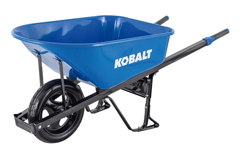 kobalt 6-cu ft 1 wheel steel push wheelbarrow flat-free tire