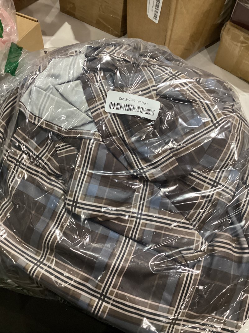 erwinmu gingham duvet cover set king size brown blue bedding set for girls boys,vintage buffalo plai