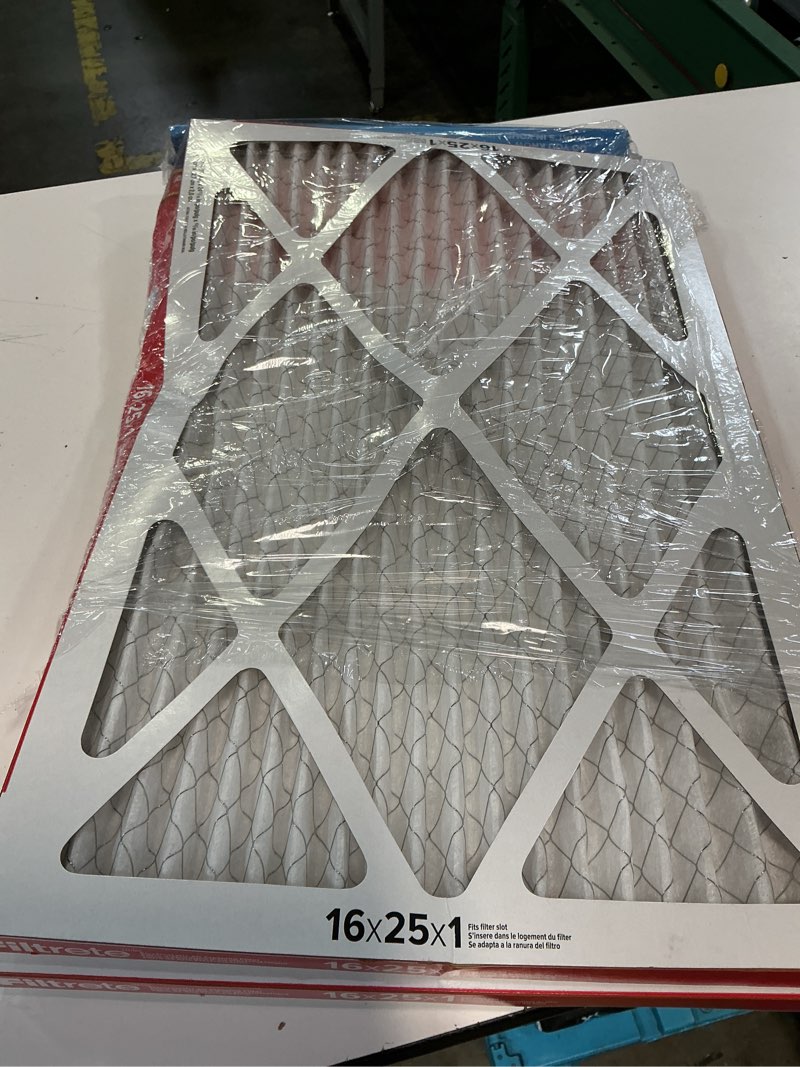 Condition photo showing As Is for filtrete 16-in w x 25-in l x 1-in merv 11 1085 mpr allergen defense extra electrostatic pleated air filter (2-pack)