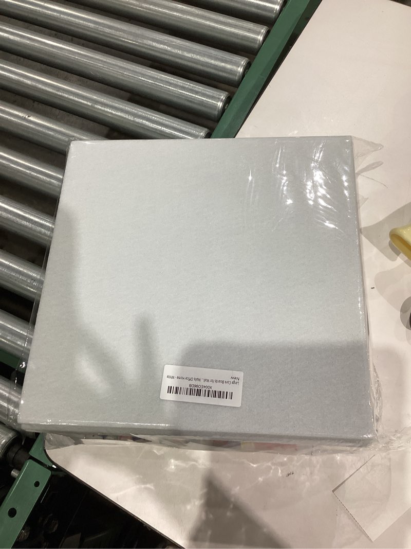 Condition photo showing New/Like New for 12-Pack Large Cork Board: 48x36 Inch Bulletin Board with 72 Damage-Free Pads & Push Pins for Office Home Wall, White Felt Alternative 12p White 12PCS Square