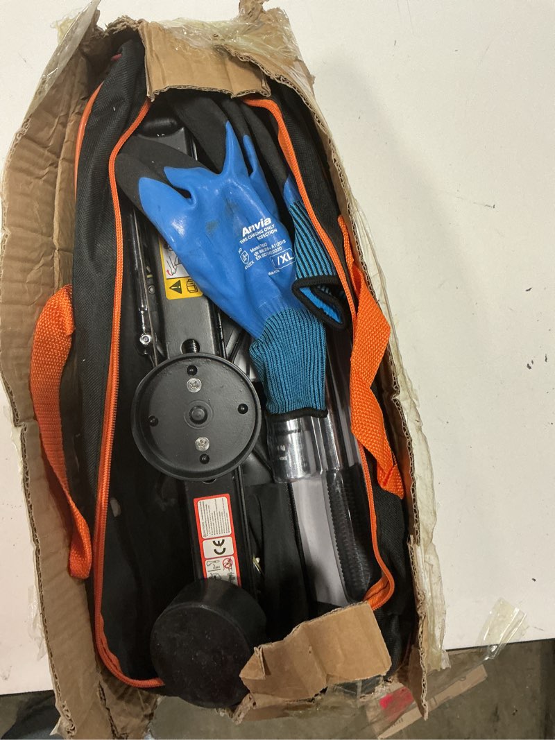 Condition photo showing As Is for car jack kit with tesla pad & universal rubber pad 3 ton (6,600 lbs) | scissor jack for car - tire jack tool kit | portable, ideal for suv and auto - universal emergency kit with lug wrench car jack kit 3 ton + pads/gloves/tire press