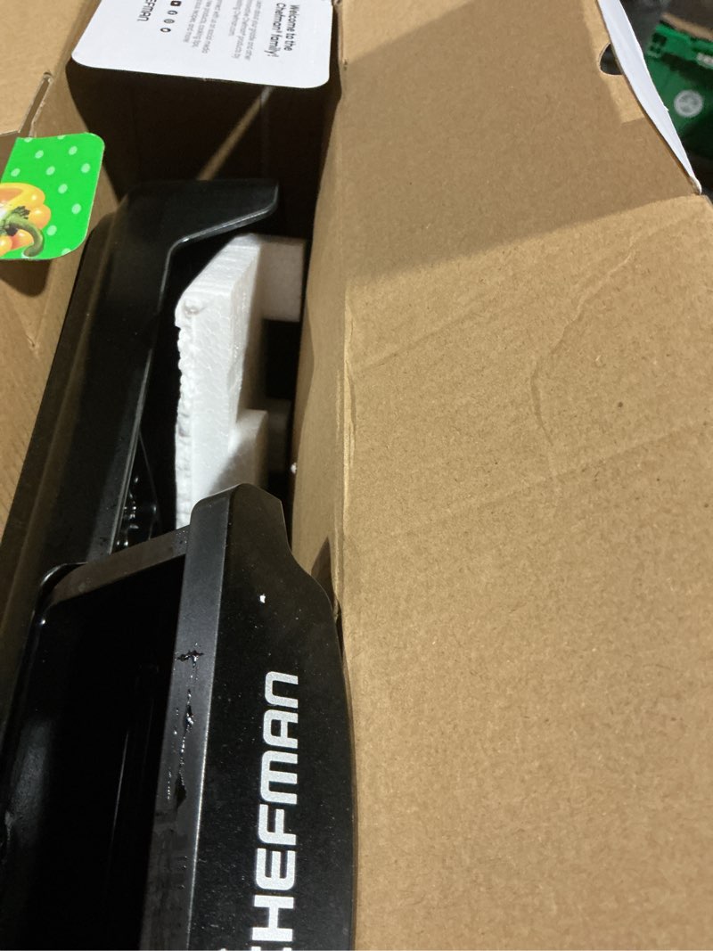 Condition photo showing As Is for Chefman XL Electric Griddle with Removable Temperature Control, Immersible Flat Top Grill, Burger, Eggs, Pancake Griddle, Nonstick Extra Large Cooking Surface, Slide Out Drip Tray, 10 x 20 Inch