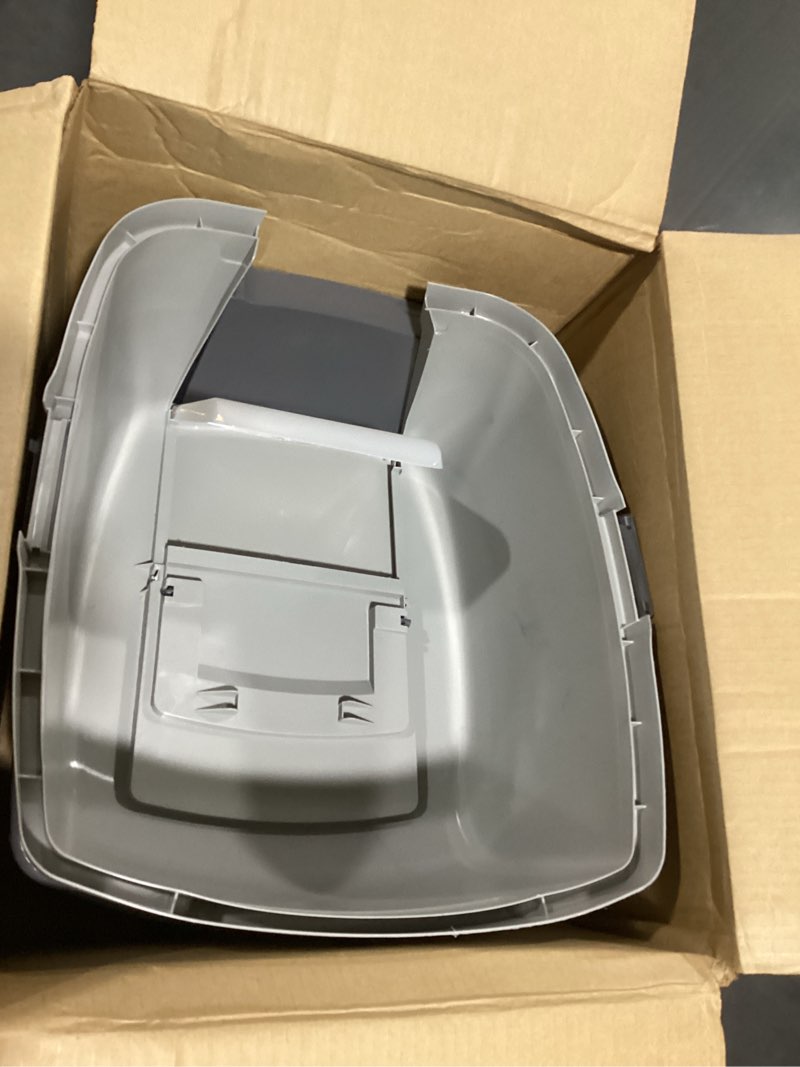Condition photo showing Good Condition for iris usa cat litter box, large litter box enclosure with front door flap and scoop, covered kitty litter box with handle and buckles for portability and privacy, gray jumbo enclosed