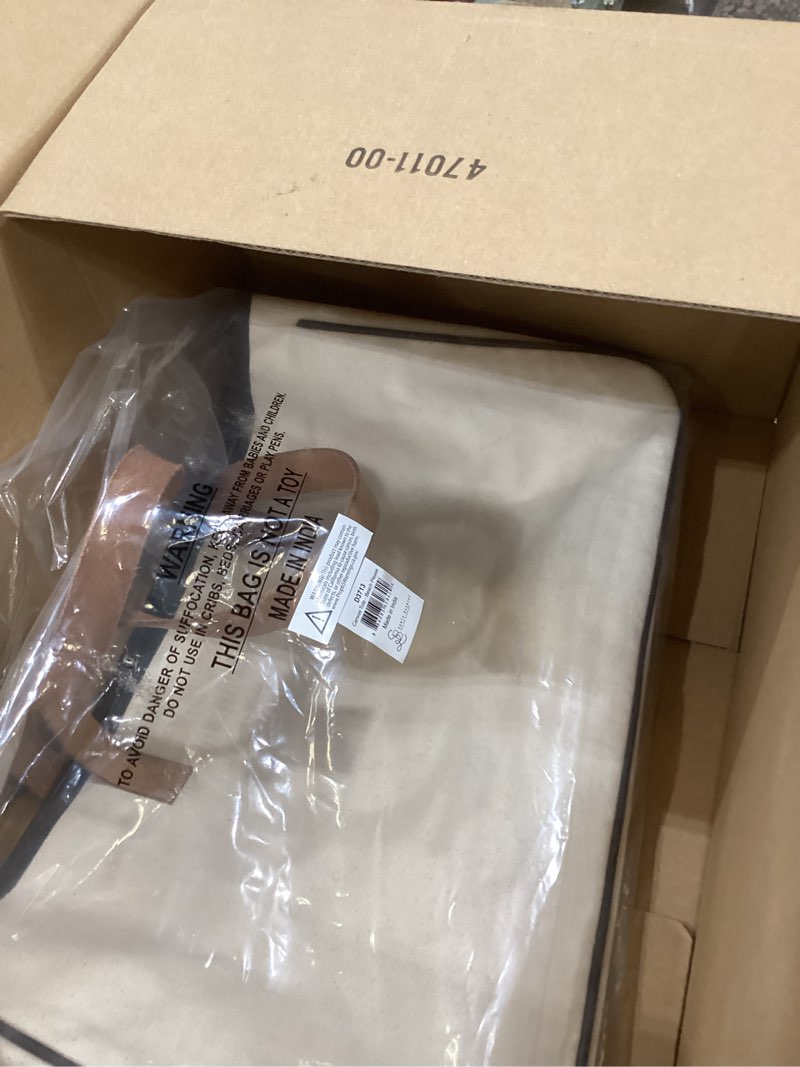 Condition photo showing Good Condition for Santa Barbara Design Studio Womens Tote - Cotton Canvas Shoulder Bag with Leather Handles and Waterproof Lining, Large, Beach Please