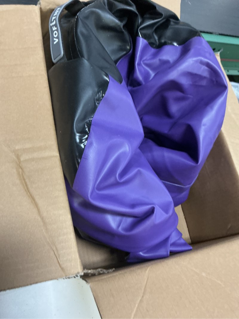 Condition photo showing As Is for vofitny inflatable gymnastics air mat tumbling track with air barrel octagon mat with pump for home/gym black/purple 4'l x 2.5'd