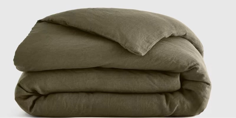 quince 100% linen full/queen duvet cover dusty olive