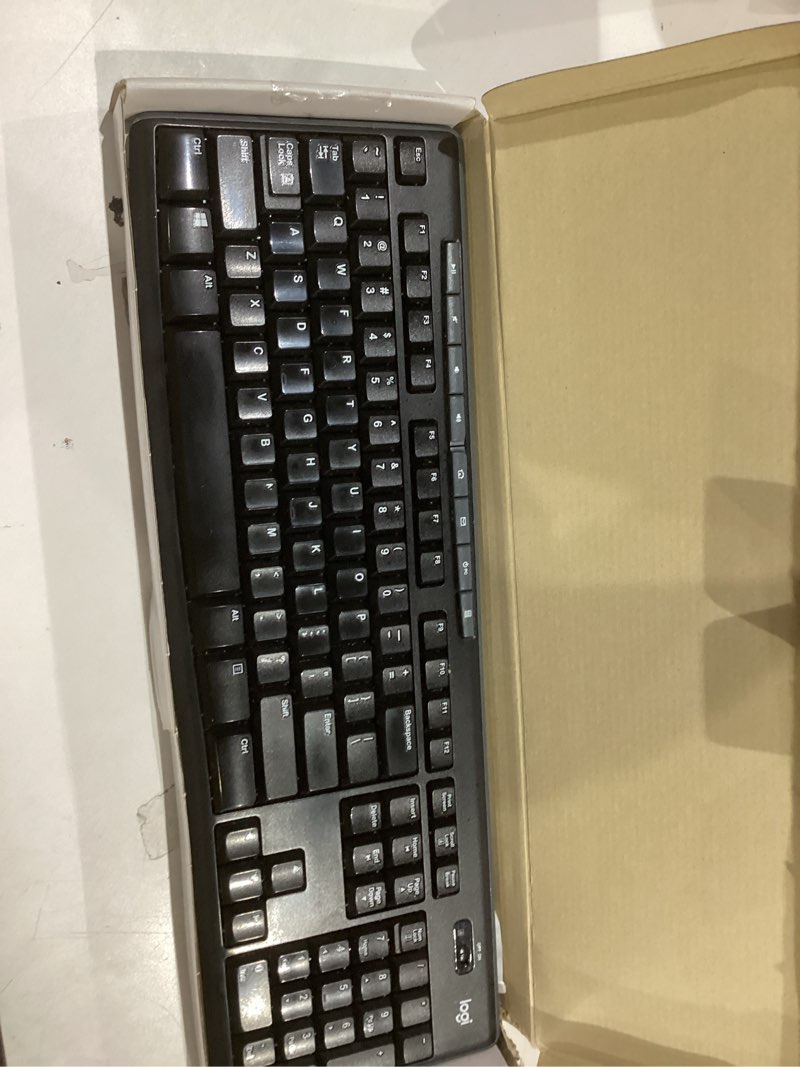 Condition photo showing As Is for logitech mk470 slim wireless keyboard - modern compact layout, ultra quiet, 2.4 ghz usb receiver, plug n' play connectivity, compatible with windows - graphite