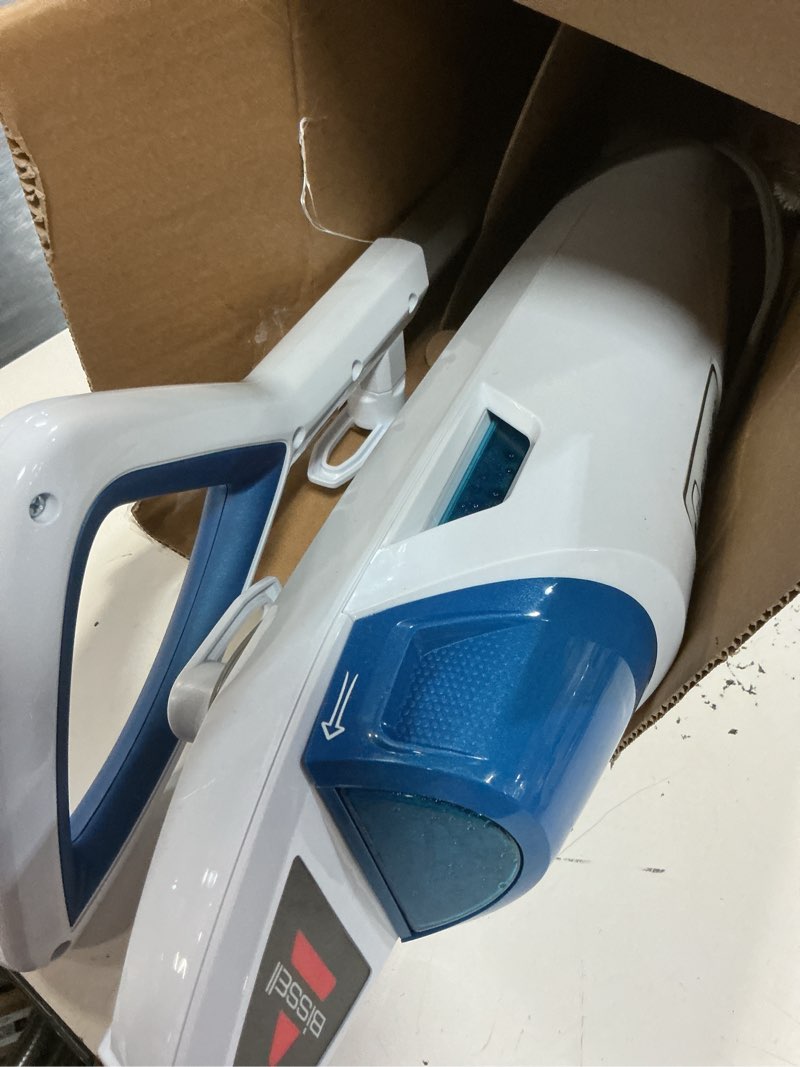 Condition photo showing As Is for bissell power fresh steam mop with natural sanitization, floor steamer, tile cleaner, and hard wood floor cleaner with flip-down easy scrubber, 1940a powerfresh steam mop