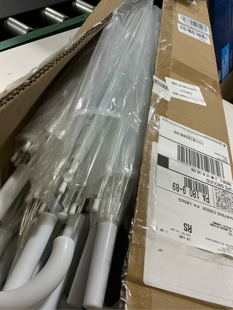 Condition photo showing As Is for wedding clear bubble umbrella bulk 46 inch large dome rainproof stick umbrellas for weddings prom graduation outdoor events white handle 20pcs 82cm