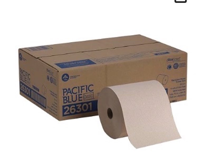 Pacific Blue Basic Recycled Hardwound Paper Towel Rolls by GP PRO (Georgia-Pacific), Brown, 26301, 800 Feet Roll
