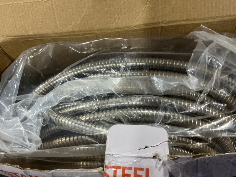 Condition photo showing Good Condition for Garden Hose Metal 25FT, Stainless Steel Heavy Duty Water Hose With 10 Function Nozzle, No-Kink, Tough & Flexible, Sturdy and Lightweight, Rust Proof for Yard, Outdoor, RV