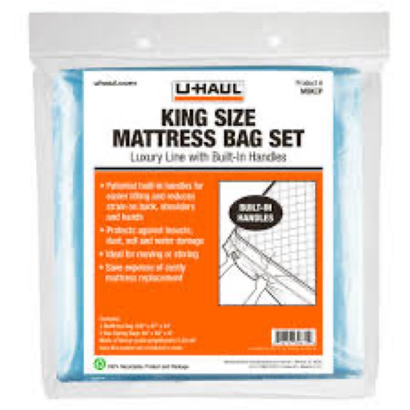 u-haul deluxe king mattress and box spring bag set – moving and storage protection cover – 2.25 mil 