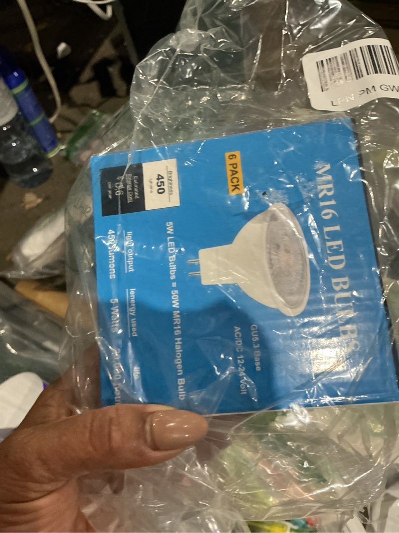 Condition photo showing Good Condition for 6 pack mr16 gu5.3 led bulbs, 5w 450 lumens 3000k soft white, 50w halogen equivalent, 38° beam angle, 12v ac/dc, for indoor/outdoor track & recessed lighting, non-dimmable 3000k 6 pack