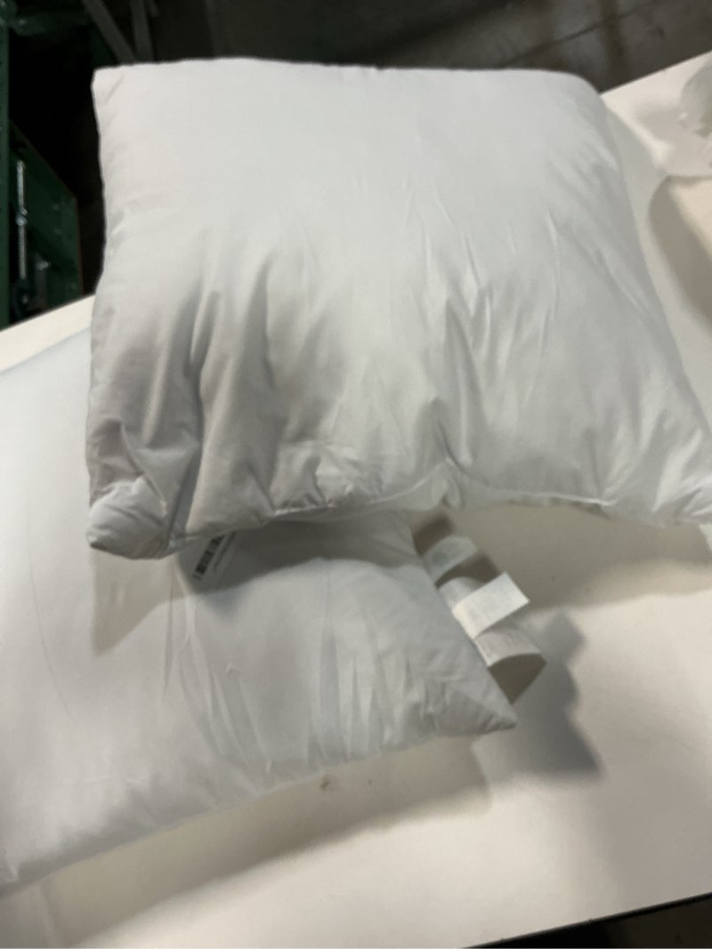 Condition photo showing As Is for puredown® Feather Down Throw Pillow Inserts 22 x 22 (Pack of 2, White), Big Throw Pillows for Floor, Couch, Bed, Machine Washable 22x22 Inch (Pack of 2) Classic White