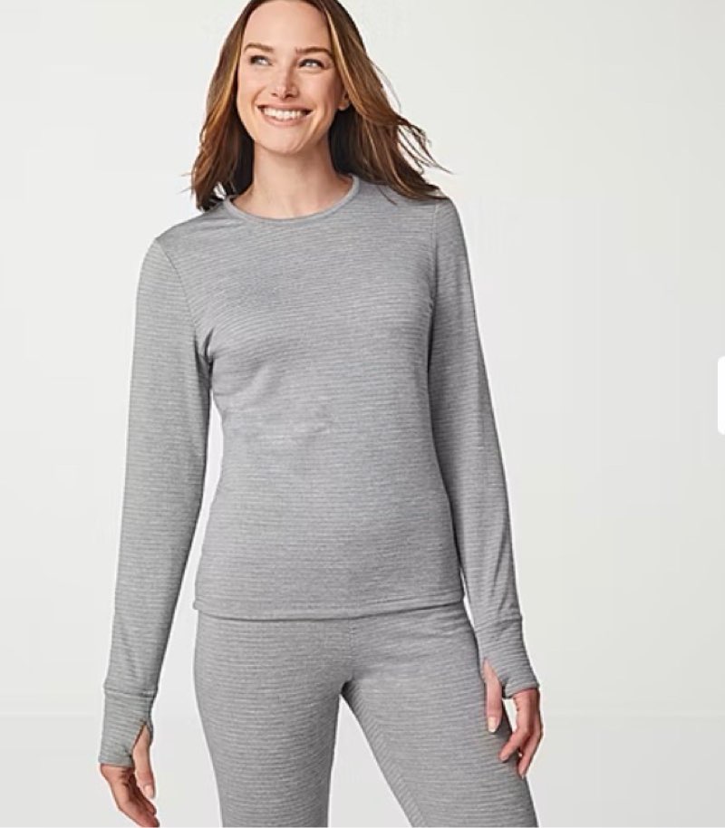 (size l)free country womens force grid fleece crew neck long sleeve thermal shirt
