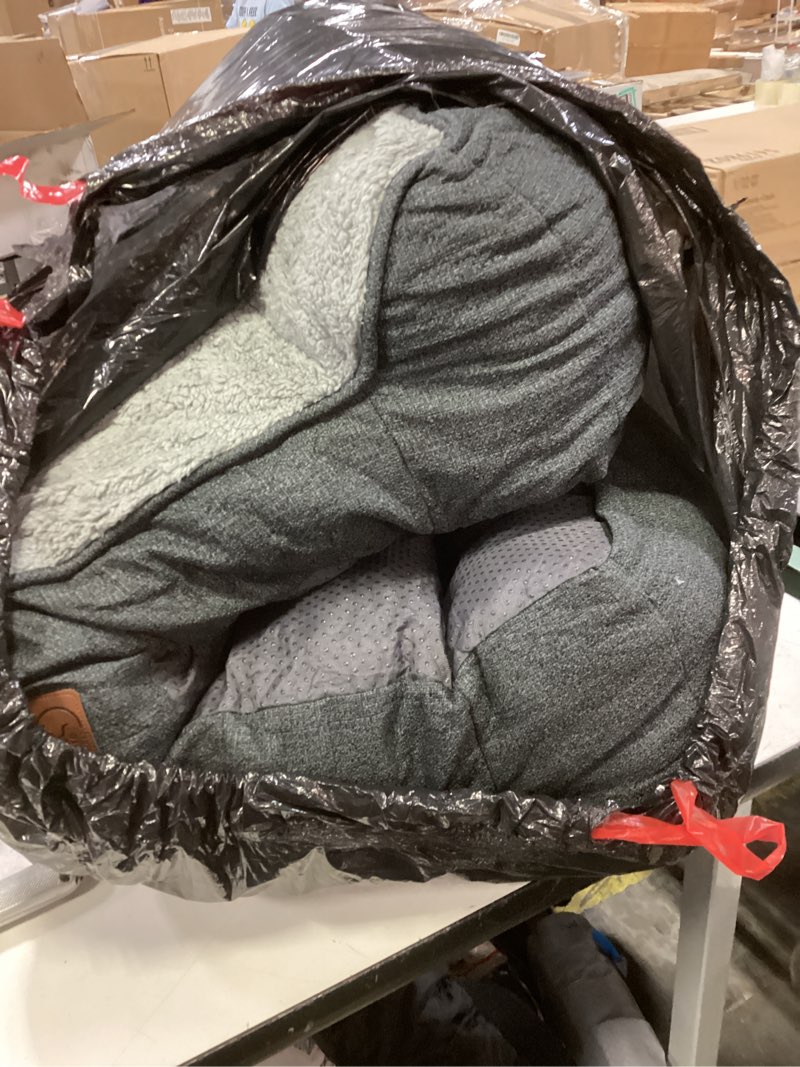 Condition photo showing As Is for Bedsure XL Orthopedic Dog Beds Large Sized Dog - Extra Thick Supportive Dogs Couch with Waterproof Washable Cover, Extra Large Comfort Pet Bed Sofa with Soft Plush Sherpa and Nonskid Bottom, Grey, 42" 42"L x 30"W x 9.5"Th Grey
