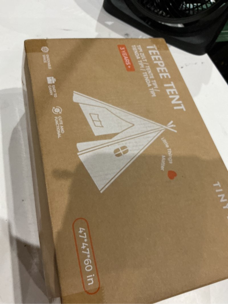 Condition photo showing New/Like New for tiny land teepee tent for kids – 100% cotton play tent with padded mat & star lights, foldable with carry bag, indoor play tent for girls & boys