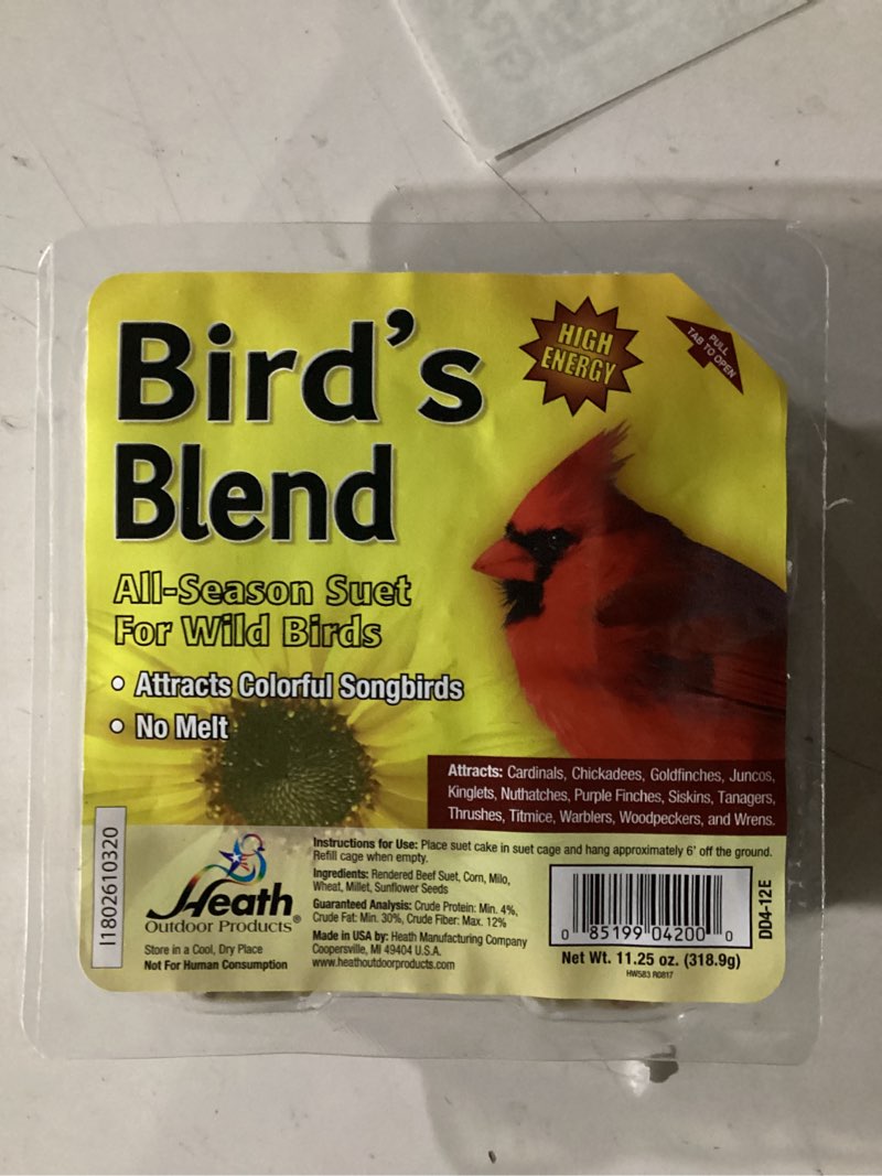 Condition photo showing New/Like New for Heath High Energy Bird'S Blend Suet 11.25 Oz