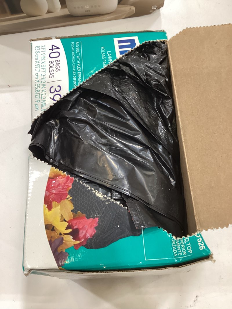 Condition photo showing As Is for moxie 39-gallon black outdoor plastic lawn and leaf drawstring trash bag (40-count)