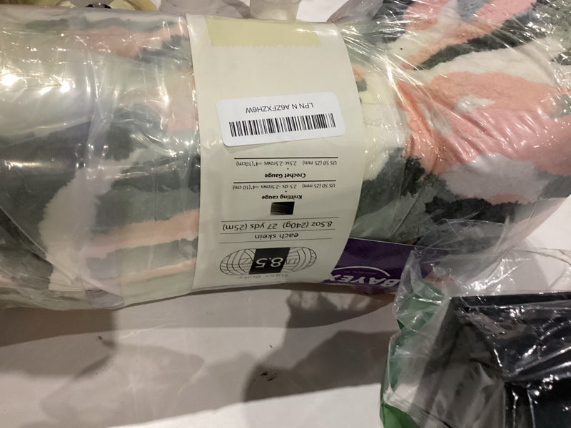 Condition photo showing As Is for chunky chenille yarn for hand knitting 8 jumbo pack jumbo chunky yarn for hand soft blanket knitting, bulky thick fluffy yarn for crocheting (kitten color)