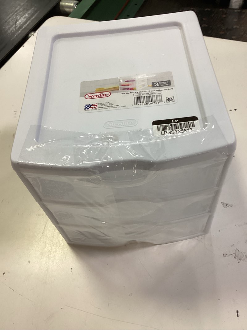 Condition photo showing New/Like New for sterilite small 3 drawer desktop unit  plastic  white