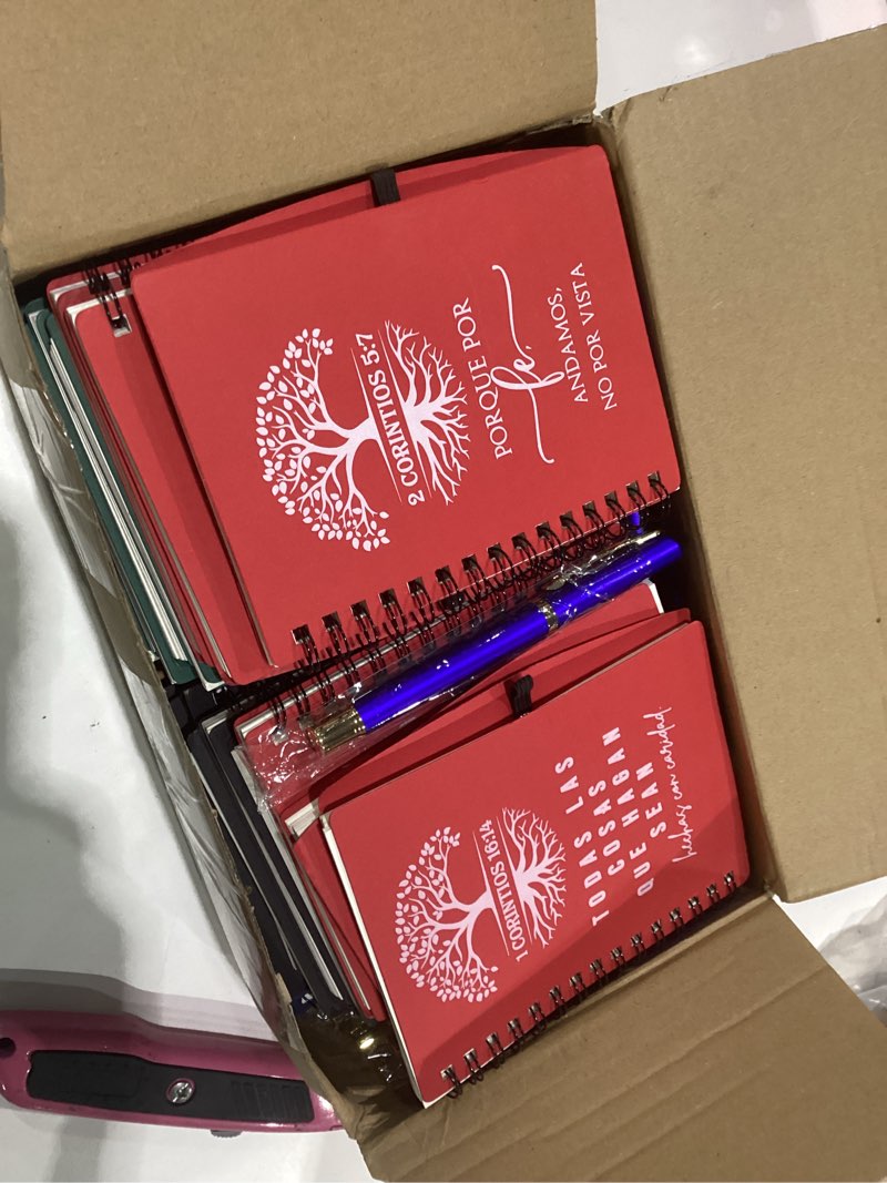 Condition photo showing New/Like New for sinload 60 pcs/ 30 set christian back to school gift bulk prayer journal spiral notebooks with bible verse pen tree of life scripture notepad for religious church teachers (60, spanish special) 60 spanish special
