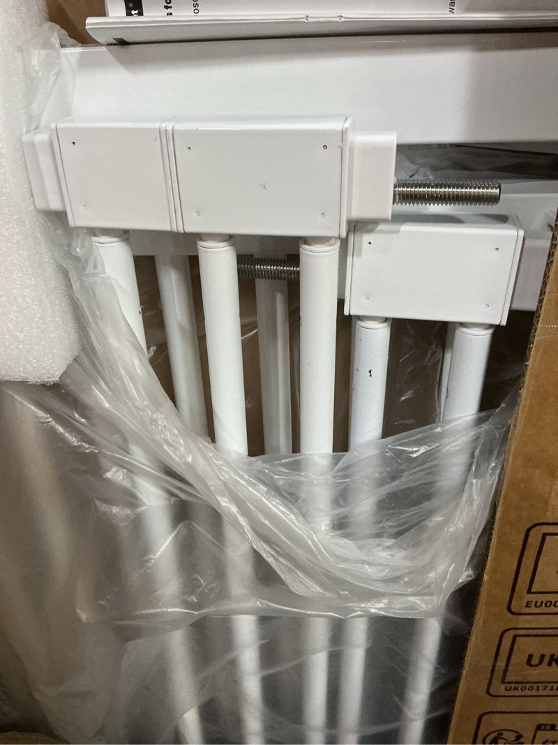 Condition photo showing As Is for Gardner Pet 51"-87" Extra Tall Cat Gate for Doorway, Wide Adjustable 27.56"-37" Baby Gate Included 4 Extension Kits, Pressure Mounted Safety Full Door Gate for Stairs, Studio, Kitchen (White) White 51-87"/130-220cm