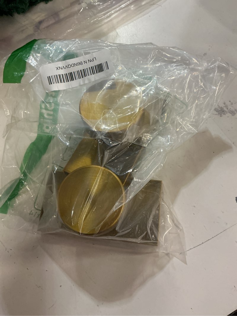 Condition photo showing Good Condition for HIEMEY Antique Brass Dummy Door Knobs Interior, Modern Vintage Brass Dummy Door Handles for Bifold and Closet Rectangle, 2 Pack Dummy 2 Pack Antique Brass