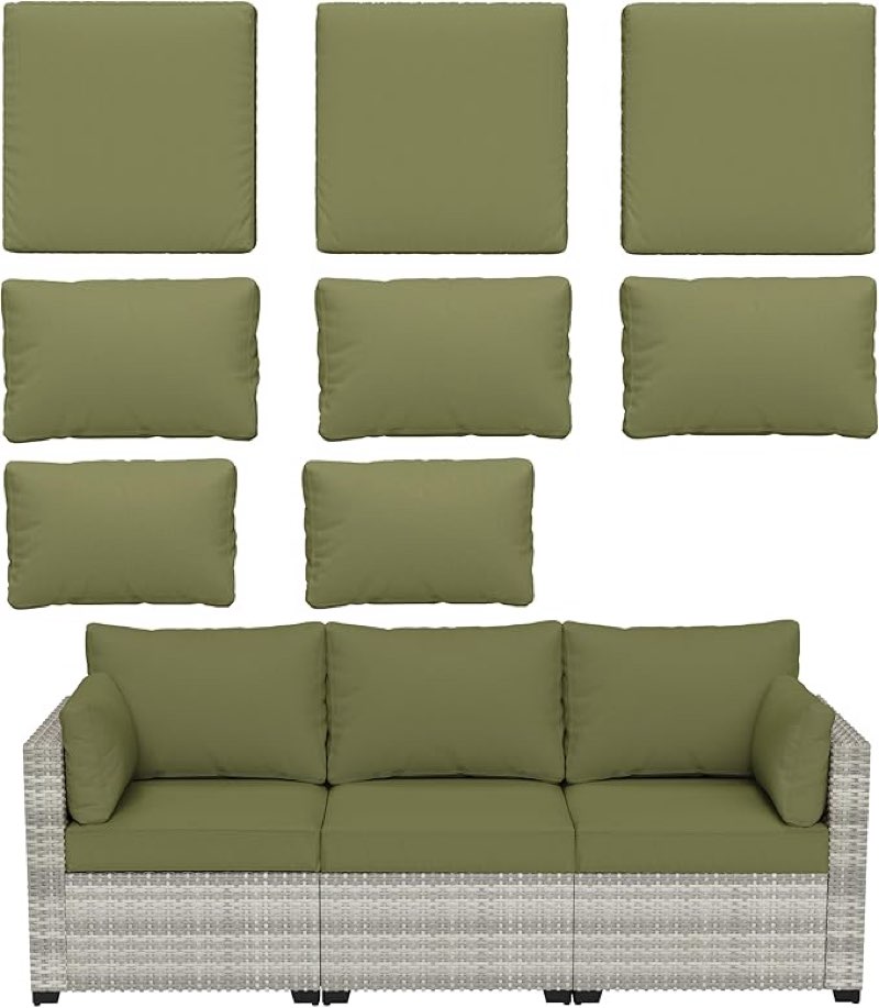Cartert 8 Pcs Outdoor Cushion Covers Set For Outdoor Cushions and Patio Furniture Cushions Cover, Only Covers  Cushion Color: Light Green
