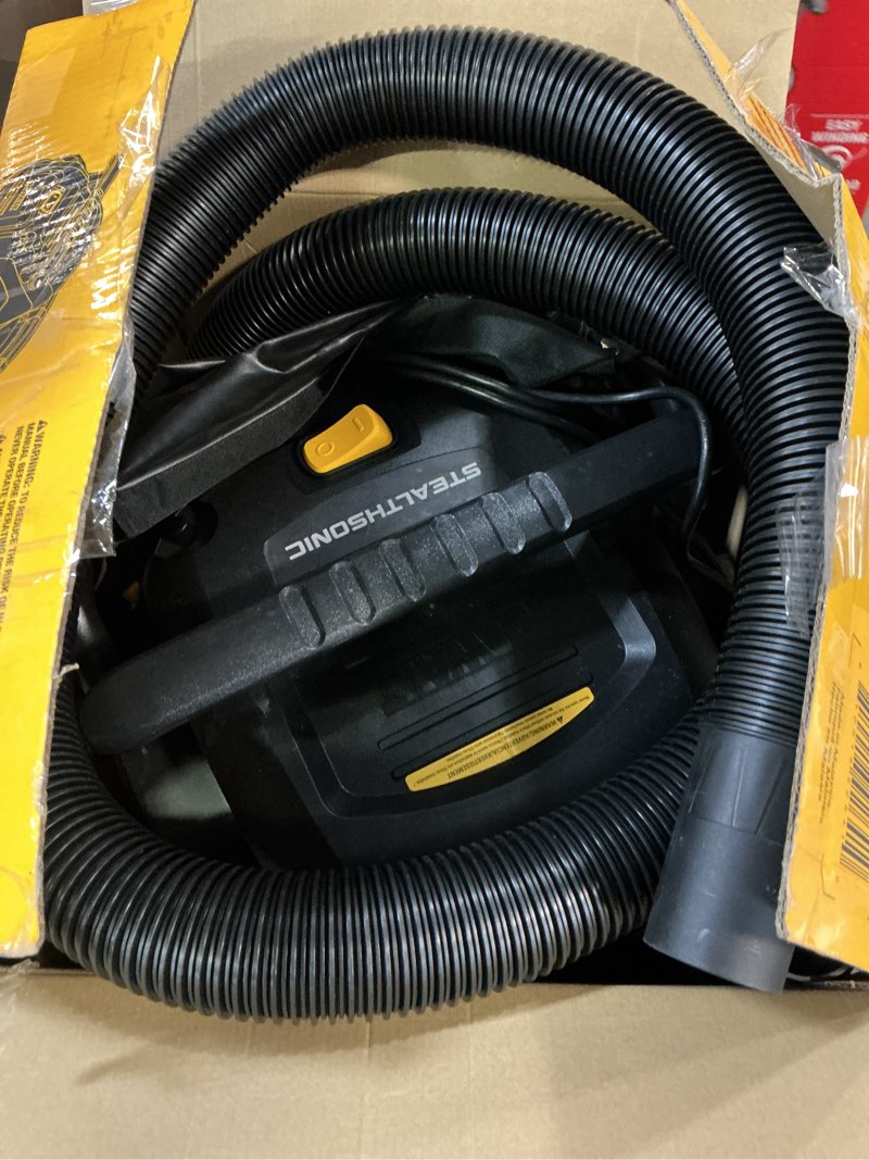 Condition photo showing As Is for dewalt stealthsonic quiet 12-gallon 5.5-hp corded wet/dry shop vacuum with accessories included