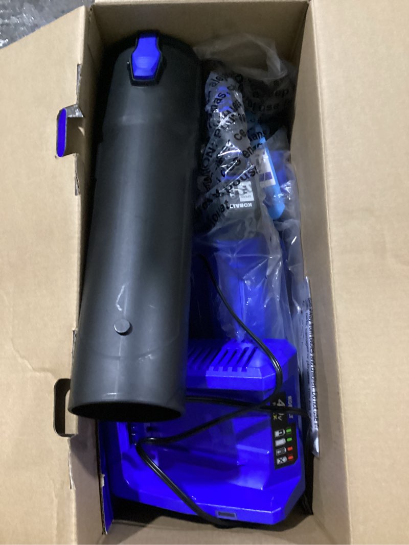 Condition photo showing New/Like New for kobalt 40-volt 600-cfm 130-mph battery handheld leaf blower 4 ah battery included charger included