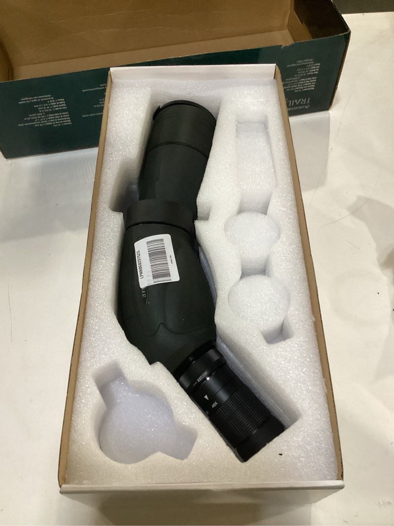 Condition photo showing As Is for celestron trailseeker 65 spotting scope - 16-48x zoom - compact, lightweight design - fully multi-coated xlt optics - dual focus - rotating tripod mount - ideal for birding & travel trailseeker 65 - 45 degree