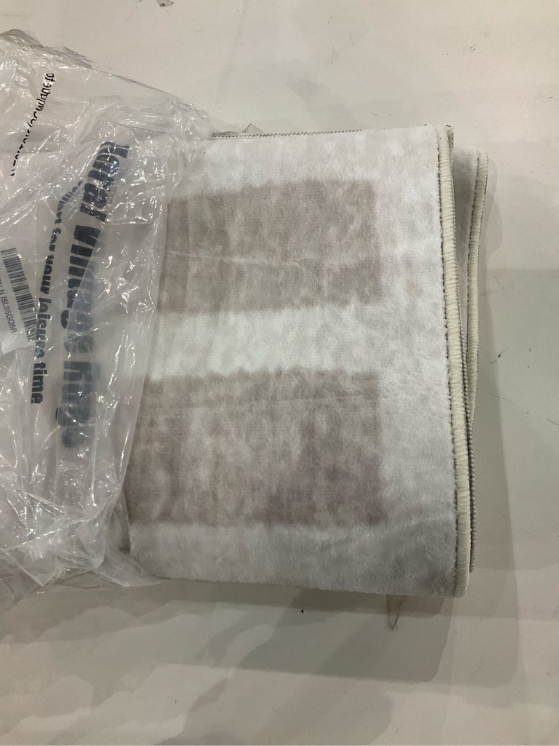 Condition photo showing New/Like New for Washable Area Rugs, 2x6ft Soft Rug for Living Room and Bedroom Vintage Striped Rug Stain Resistant with Non Slip Backing Geometric Checkered Foldable Print Mat for Home Decor 6' x 2' (Rectangular) Beige