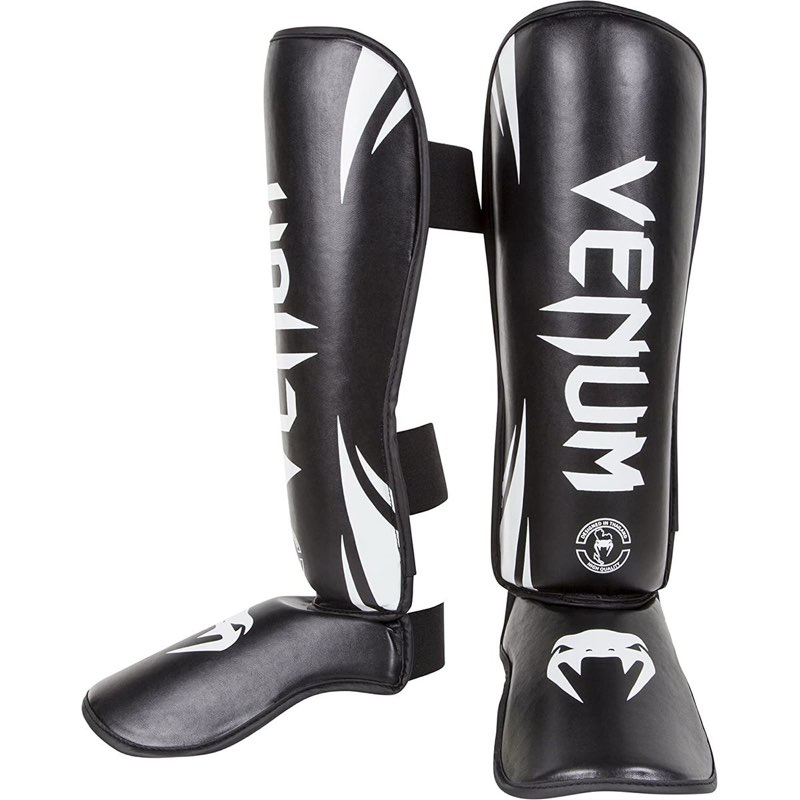 venum challenger standup shin guards - xl - black/white