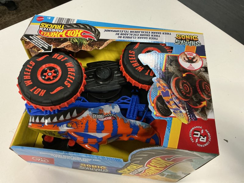 Condition photo showing Good Condition for hot wheels monster trucks remote control toy vehicle, large-scale rc tiger shark climber with 3 modes of play for racing, climbing & stunting