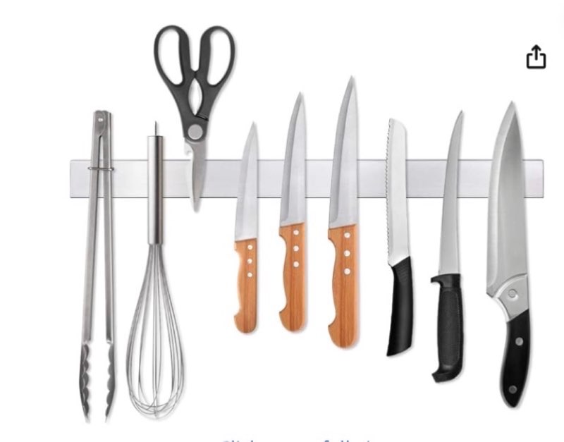  ninonly 16 inch magnetic knife strip, premium stainless steel wall mounted kitchen knives bar,space-saving powerful no drilling magnetic knife rack for home kitchen utensil holder & tool holder