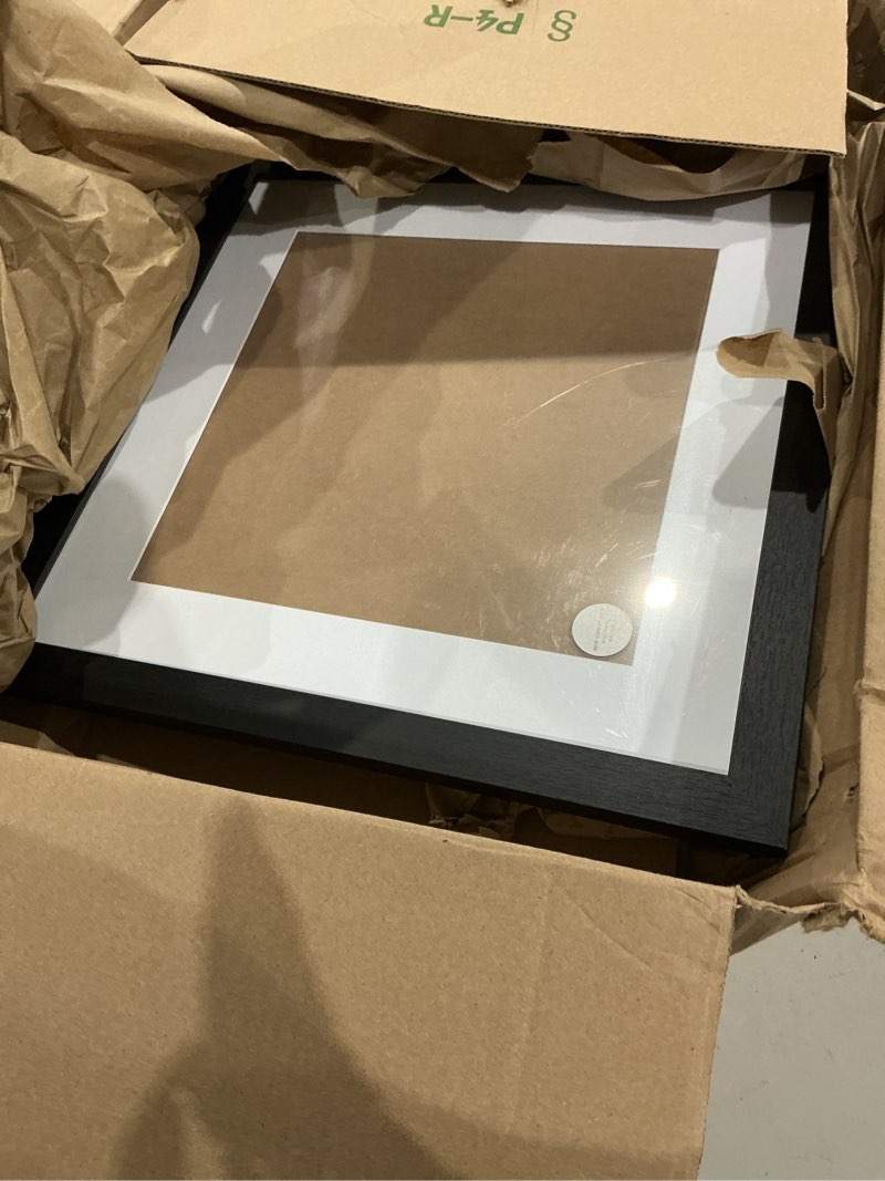 Condition photo showing Good Condition for artisane home goods 25x25 gallery wall picture frame, wood frame with oversized mats for 16x16 or 8x10 photos, black 25x25" black