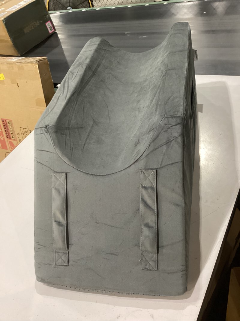 Condition photo showing Good Condition for leg pillow elevation blood circulation, wedge pillow for legs swelling, knee pillow wedge post surgery, leg elevation pillows for after surgery, memory foam foot leg elevating pillow, grey single leg grey