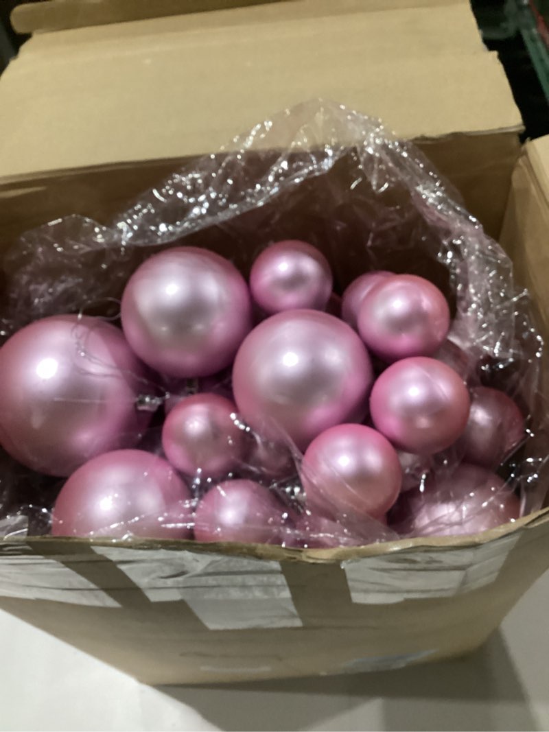Condition photo showing As Is for 9 ft Christmas Ball Garland Ornaments Large Pink Hanging Shatterproof Xmas Balls Decorations for Home Indoor Outdoor Mantel Holiday Party Christmas Tree Supplies 9 ft Pink