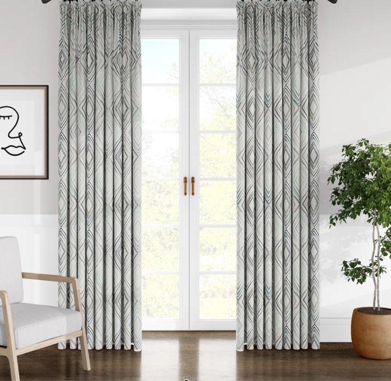 Easton 100% Cotton Geometric Room Darkening Pinch Pleat Single Curtain Panel 1 panel 