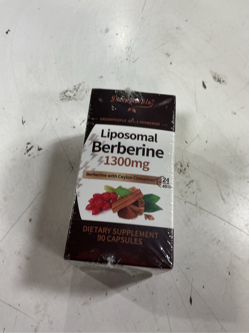 Condition photo showing New/Like New for (bbd 04/2027)  greenpeople liposomal berberine hcl1300mg - berberine supplement with ceylon cinnamon activates ampk - high absorption formula healthy weight support – non-gmo/vegan – 45-day 90 count (pack of 1)