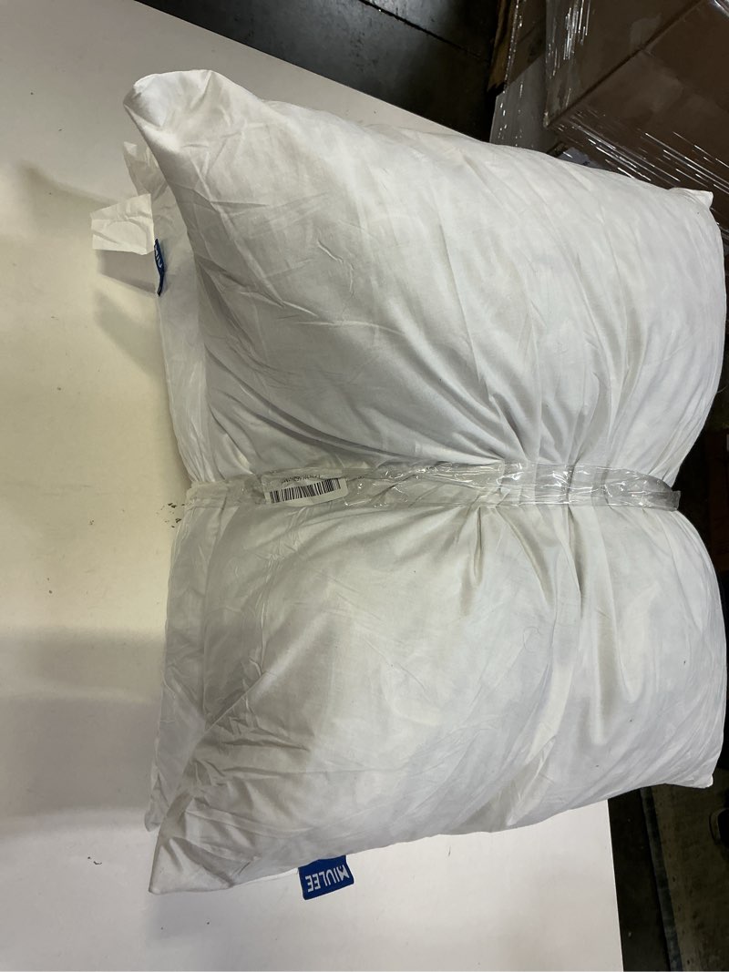 Condition photo showing As Is for MIULEE Pillow Inserts 22x22 Inch Set of 2, Feather Mix Polycotton with Cotton Fabric Square Decorative Throw Pillows for Couch Bed Sofa 22x22 Inch (Pack of 2)